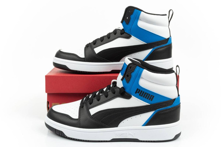 Puma Rebound v6 Herren-Sportschuhe [392326 20], Schwarz, Weiß und Blau.