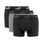Puma Herren-Boxershorts im 3er-Pack, Schwarz und Grau, bequeme Baumwolle