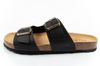 Bio Bio Herren-Flip-Flops, vorgeformte Zehenstegsohlen, Naturleder, Schwarz