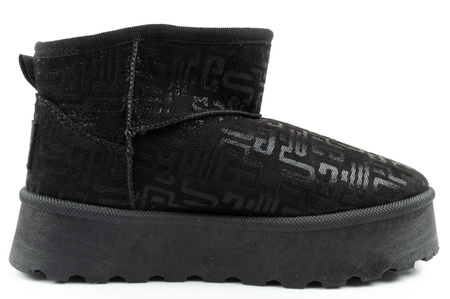 Lee Cooper Damen Winter Schneestiefel Modische Pelz gefütterte Stiefeletten Schwarz