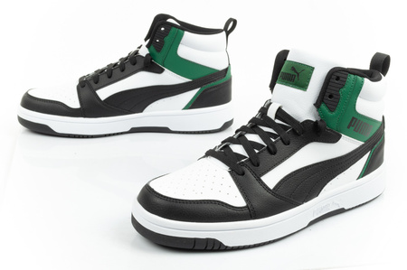 Puma Rebound v6 Herren-Sportschuhe [392326 16], Schwarz, Weiß und Grün.