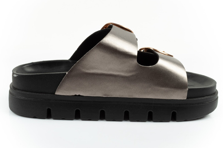 Lee Cooper Damen-Slipper, silberne Flip-Flops, bequeme und modische Plateau-Sandalen
