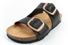 Bio Bio Damen-Flip-Flops, vorgeformte Zehenstegsohlen, Naturleder, Schwarz