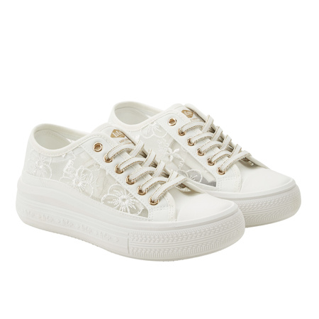 Lee Cooper Damen-Plateau-Sneaker in Weiß mit Schnürung