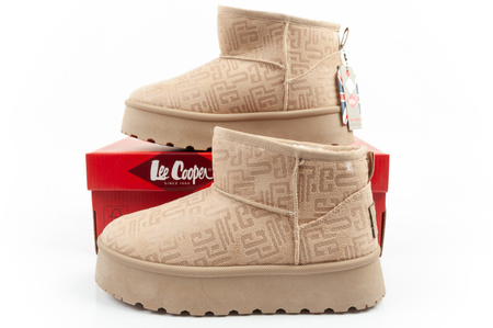 Lee Cooper Damen Winter Schneestiefel Modische Fell gefütterte Stiefeletten Beige