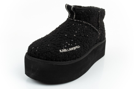 Karl Lagerfeld Thermo Damen Schneestiefel Stiefeletten mit Fell schwarz [KL48522W W0S]