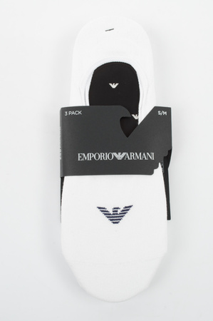 Emporio Armani Calza Micro-Fußsocken, Weiße Baumwolle, 3er-Pack