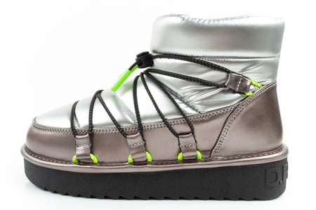 D.Franklin Damen Winterstiefel, modische, isolierte, silberne Stiefeletten