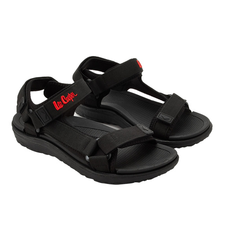 Lee Cooper Herren-Sandalen mit Klettverschluss für den Sommer und den Strand, leicht, schwarz