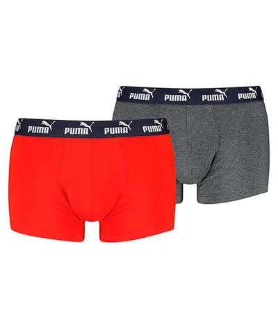 Puma Herren-Boxershorts im 2er-Pack, Rot und Grau, bequeme Baumwolle