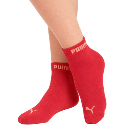 Puma Damen 3er-Pack Baumwoll-Knöchelsocken Pink/Rot/Weiß