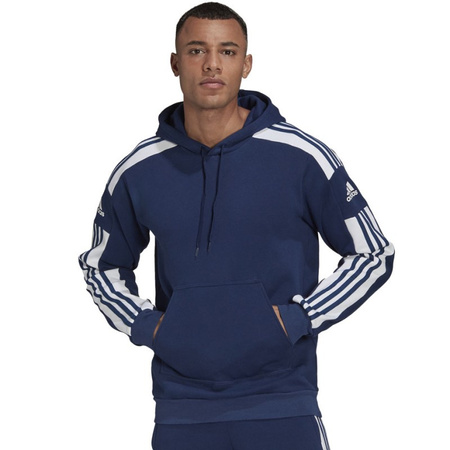 Adidas Herren-Kapuzenpullover mit Kängurutasche und stylischem Logo in Marineblau