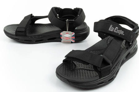 Lee Cooper Herren-Sandalen mit Klettverschluss für den Sommer, leicht, schwarz