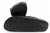 Bio Bio Damen-Flip-Flops, vorgeformte Zehenstegsohlen, Naturleder, Schwarz