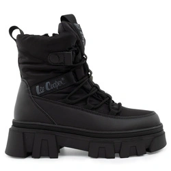 Schwarze, gefütterte Winterstiefeletten für Damen von Lee Cooper mit Reißverschluss