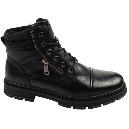 Wrangler Gillen Herren-Ankle-Boots mit Fellfutter, Schwarz, Modische, gefütterte Stiefel