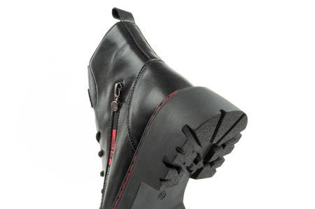 Lee Cooper Stiefel, Damen-Wanderstiefel, Chelsea Boots aus Leder, Schwarz und Rot