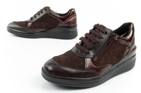 Scholl Emma Laces Damen-Leder-Sportschuhe, braunes Plateau