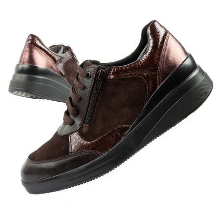 Scholl Emma Laces Damen-Leder-Sportschuhe, braunes Plateau