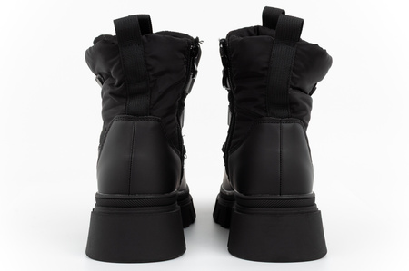 Schwarze, gefütterte Winterstiefeletten für Damen von Lee Cooper mit Reißverschluss