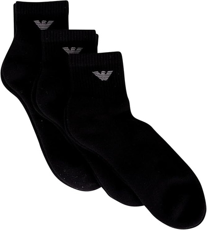 Emporio Armani Herren-Baumwollsocken, Schwarz, 3er-Pack