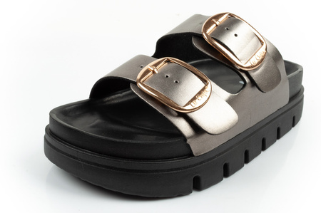 Lee Cooper Damen-Slipper, silberne Flip-Flops, bequeme und modische Plateau-Sandalen