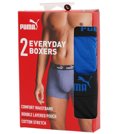 Puma Herren-Boxershorts, 2er-Pack, Blau/Schwarz, bequeme Baumwolle