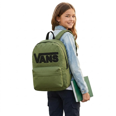 Vans Old Skool Drop Schulrucksack, Sportliches Grün, Klassischer City-Style, 22 l