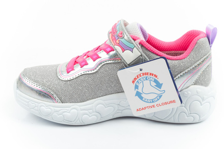 Skechers S Lights LED-Sneaker für Mädchen mit Klettverschluss, Grau