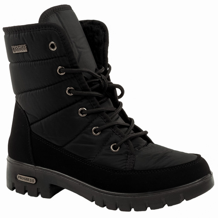 Progress Damen-Winterstiefel, Schwarz, Gefüttert, Lammfellfutter