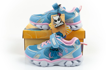 Leomil Kinder-Sportschuhe Stitch Leichte Sneaker mit Klettverschluss und LED-Beleuchtung, Blau