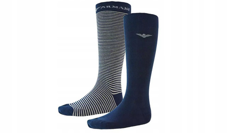 Emporio Armani Kniestrümpfe aus Baumwolle, Marineblau, 2er-Pack