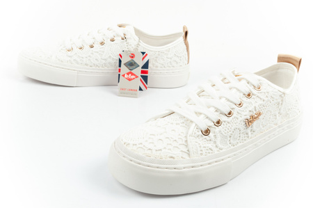 Lee Cooper Damen-Sneaker, modische weiße Schnürung