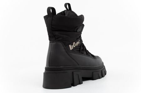 Schwarze, gefütterte Winterstiefeletten für Damen von Lee Cooper mit Reißverschluss