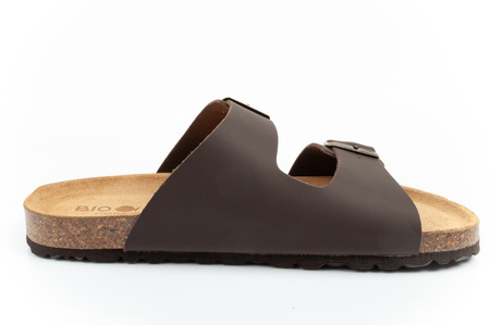 Bio Bio Herren-Flip-Flops, vorgeformte Zehentrenner, Naturleder, Braun