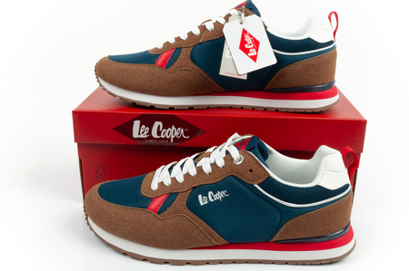 Lee Cooper Herren-Sneaker, modisch, bequem, strapazierfähig, Marineblau, Braun