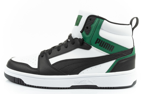 Puma Rebound v6 Herren-Sportschuhe [392326 16], Schwarz, Weiß und Grün.