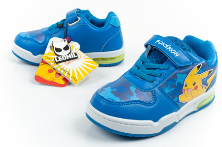 Leomil Kinder-Sportschuhe, leichte Pokémon-Sneaker mit Klettverschluss und LED-Beleuchtung (hellblau)