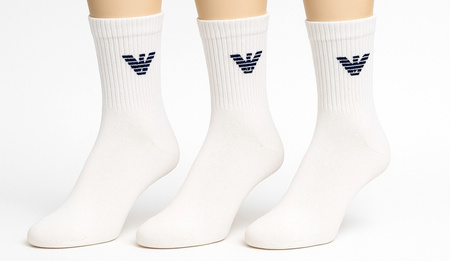 Emporio Armani Herren-Socken, weiße Baumwolle, 3er-Pack