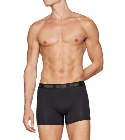 Puma Herren-Boxershorts, 2er-Pack, Khaki/Schwarz, bequeme Baumwolle