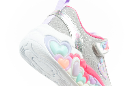 Skechers S Lights LED-Sneaker für Mädchen mit Klettverschluss, Grau