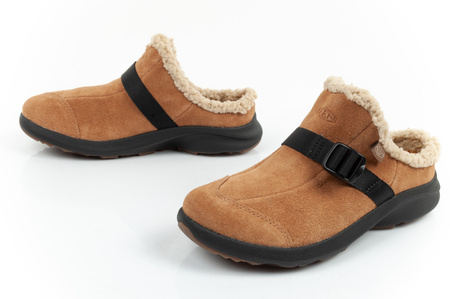 Keen Damen-Hausschuhe Hood Clog [1026803] Hausschuhe mit Schaffell, braun.