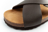 Bio Bio Herren-Flip-Flops, vorgeformte Zehentrenner, Naturleder, Braun