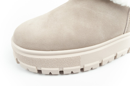 Lee Cooper Damen Stiefel Winterstiefel modisches Schaffell isoliertes Leder Beige