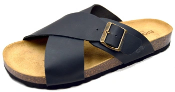 Bio Bio Herren-Flip-Flops, vorgeformte Zehentrenner, Naturleder, Braun