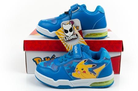 Leomil Kinder-Sportschuhe, leichte Pokémon-Sneaker mit Klettverschluss und LED-Beleuchtung (hellblau)