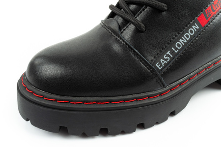 Lee Cooper Stiefel, Damen-Wanderstiefel, Chelsea Boots aus Leder, Schwarz und Rot