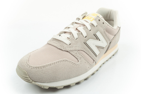 New Balance 373 Damen-Sneaker, Modisches Leder, Beige, Weiß