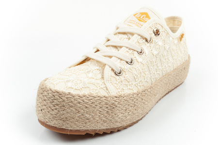 Lee Cooper Damen-Sneaker mit Schnürung, beige Plateau