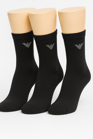 Emporio Armani Herren-Baumwollsocken, Schwarz, 3er-Pack